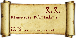 Klementis Kálmán névjegykártya