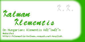 kalman klementis business card